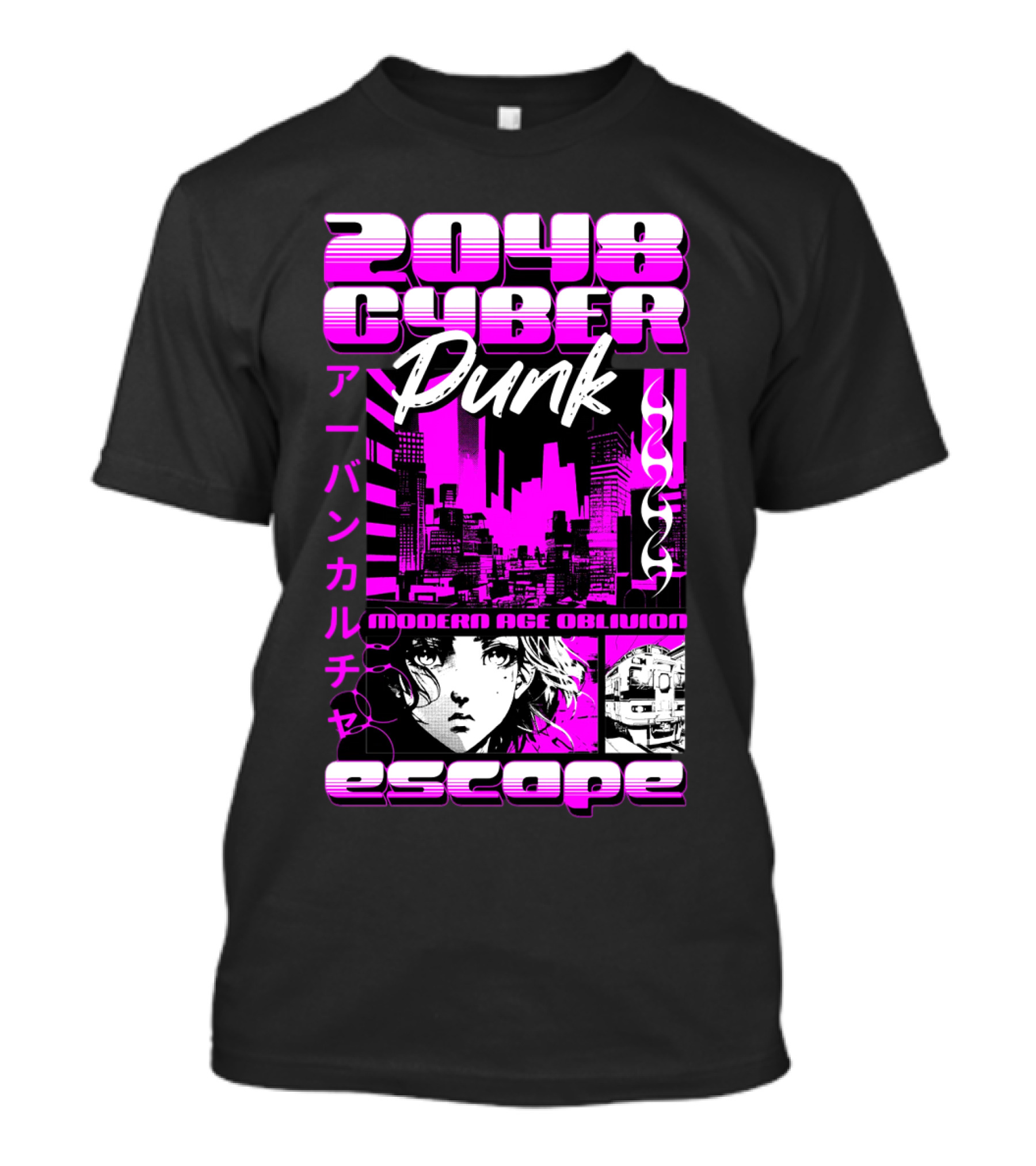 2048 Cyber Punk Escape Modern Age Oblivion Japanese Anime Urban Culture T-Shirt