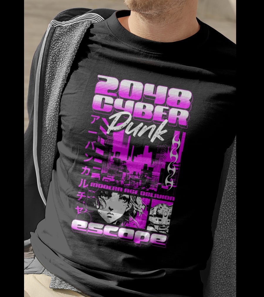 2048 Cyber Punk Escape Modern Age Oblivion Japanese Anime Urban Culture T-Shirt
