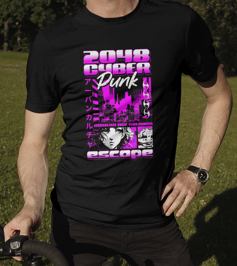 2048 Cyber Punk Escape Modern Age Oblivion Japanese Anime Urban Culture T-Shirt