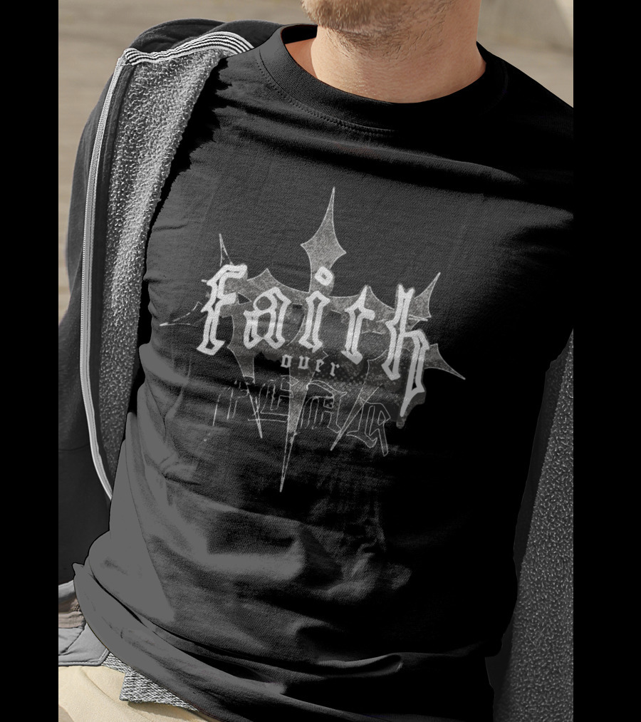 Faith Over Fear Dark Cross Gothic T-Shirt