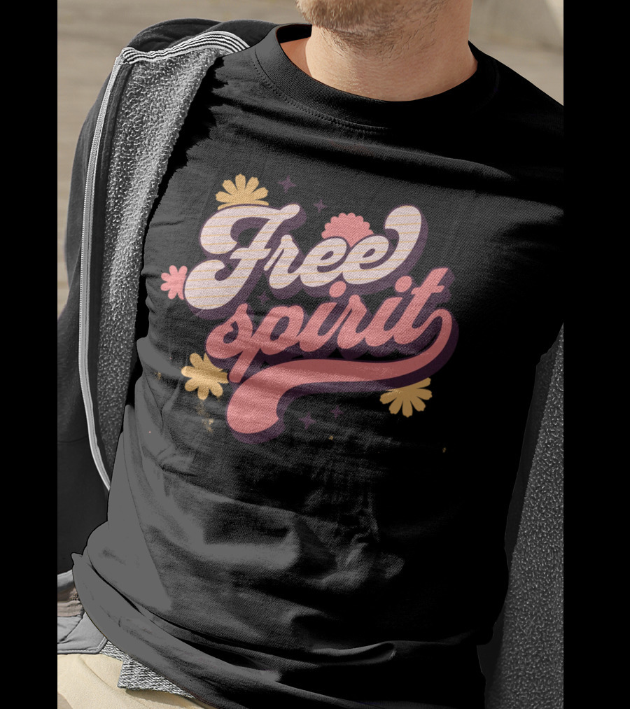 Free Spirit Retro Pink And Yellow Flowers T-Shirt