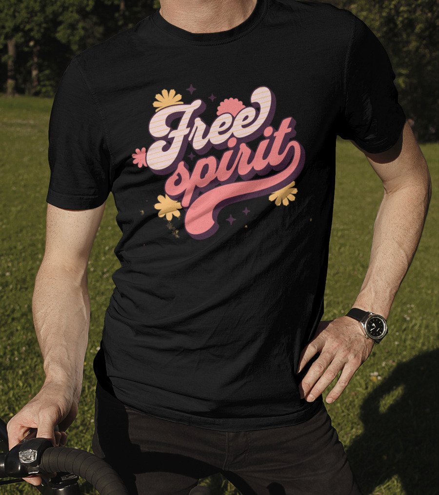 Free Spirit Retro Pink And Yellow Flowers T-Shirt