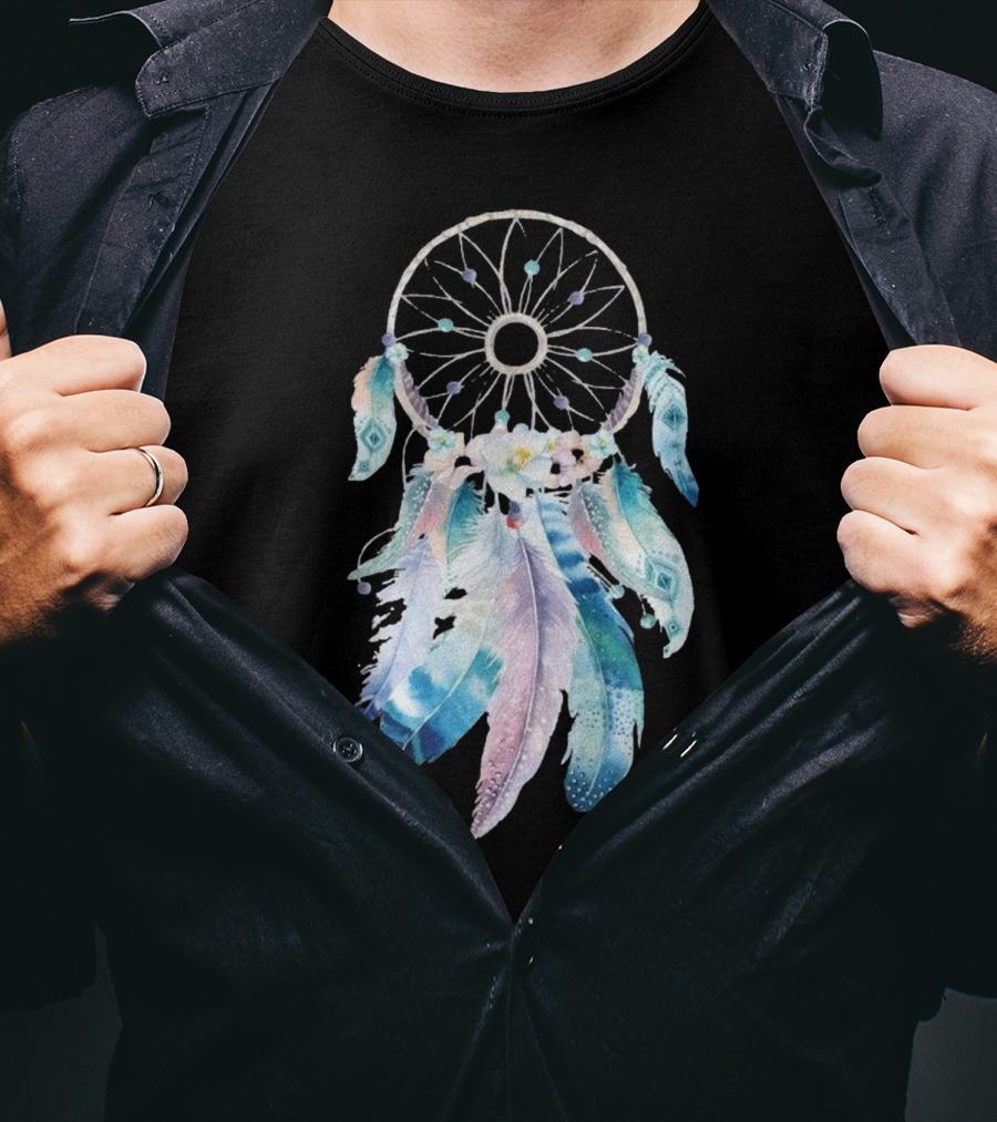 Harajuku Women Feather Dreamcatcher Flower Printed T-Shirt