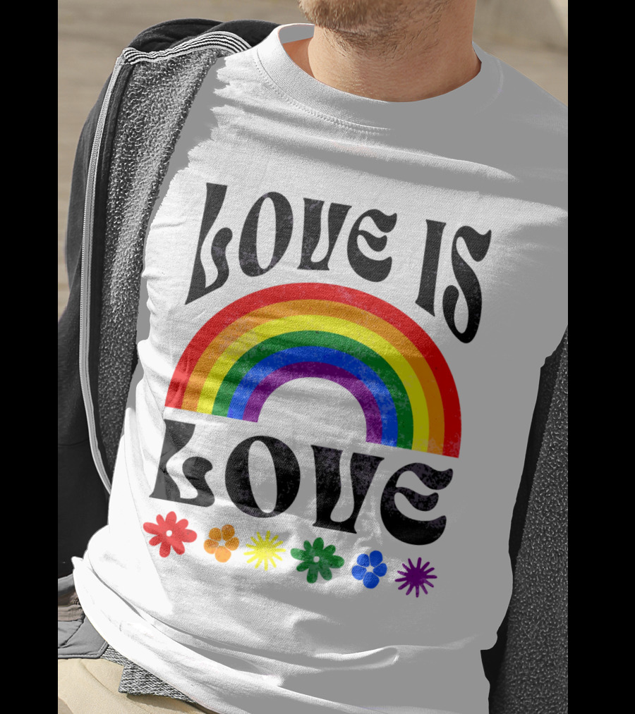 Love Is Love Rainbow Pride With Colorful Flowers T-Shirt