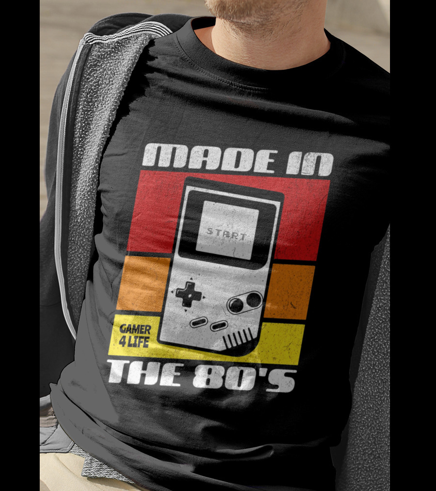 Made IN The 80'S Gamer 4 Life Vintage Gaming Start T-Shirt