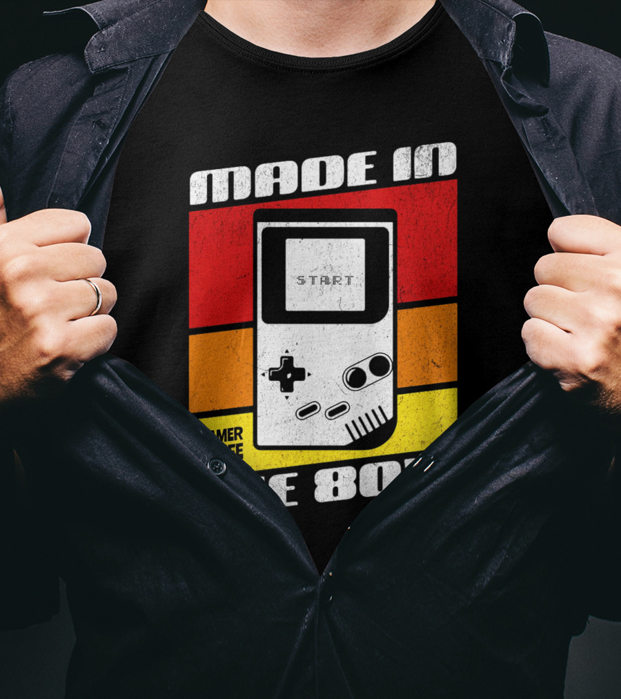 Made IN The 80'S Gamer 4 Life Vintage Gaming Start T-Shirt