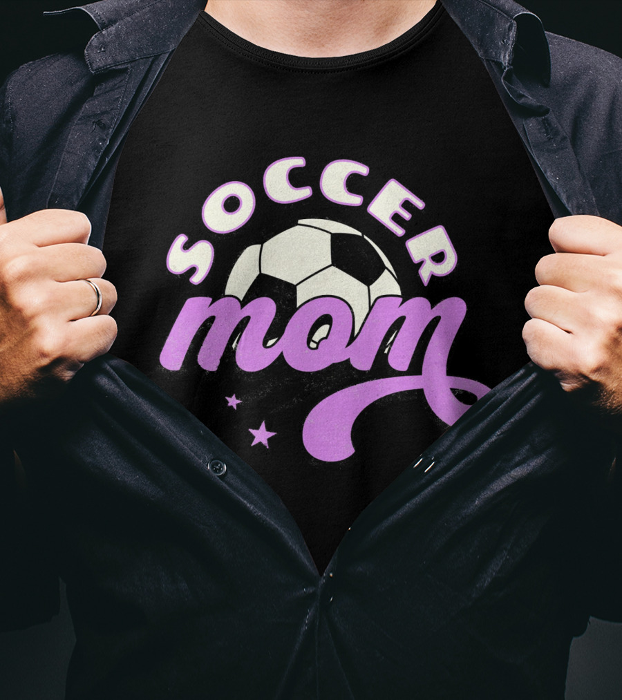 Soccer Mom Retro Style With Soccer Ball And Stars T-Shirt