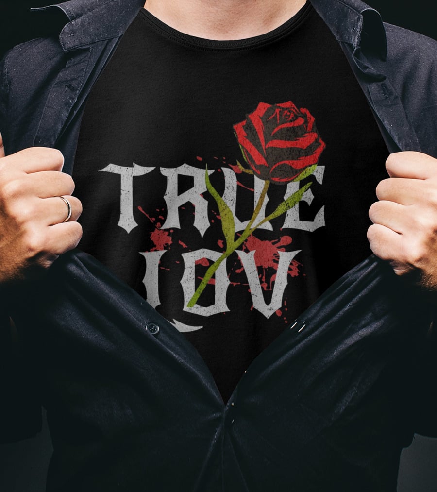 True Love Gothic Rose With Red Splatter T-Shirt