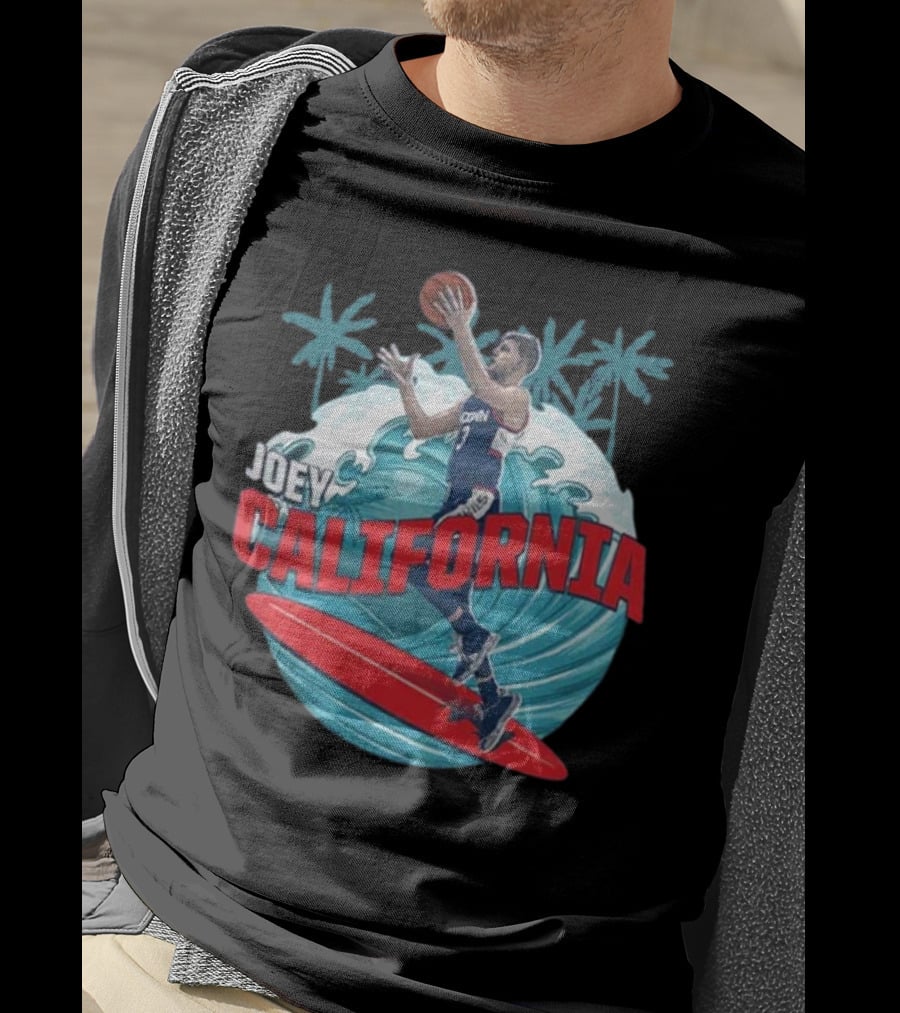 Joey California Basketball Surfing UConn Wave Palms T-Shirt