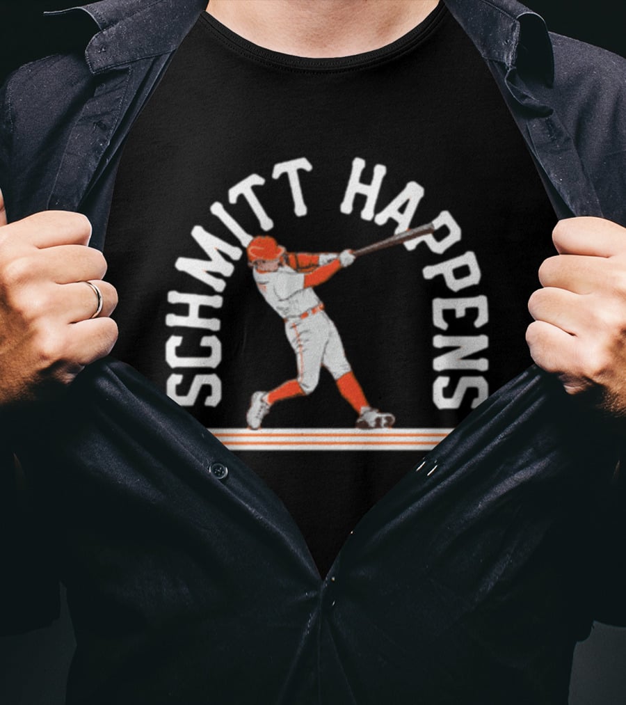 Schmitt Happens Baseball Player Swinging Bat T-Shirt