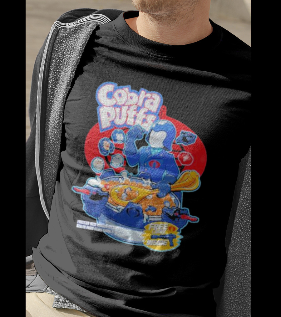 Cobra Puffs Free Laser Inside Funko Pop Style Cereal Commander Cartoon Scene T-Shirt