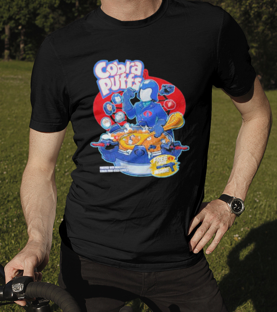 Cobra Puffs Free Laser Inside Funko Pop Style Cereal Commander Cartoon Scene T-Shirt