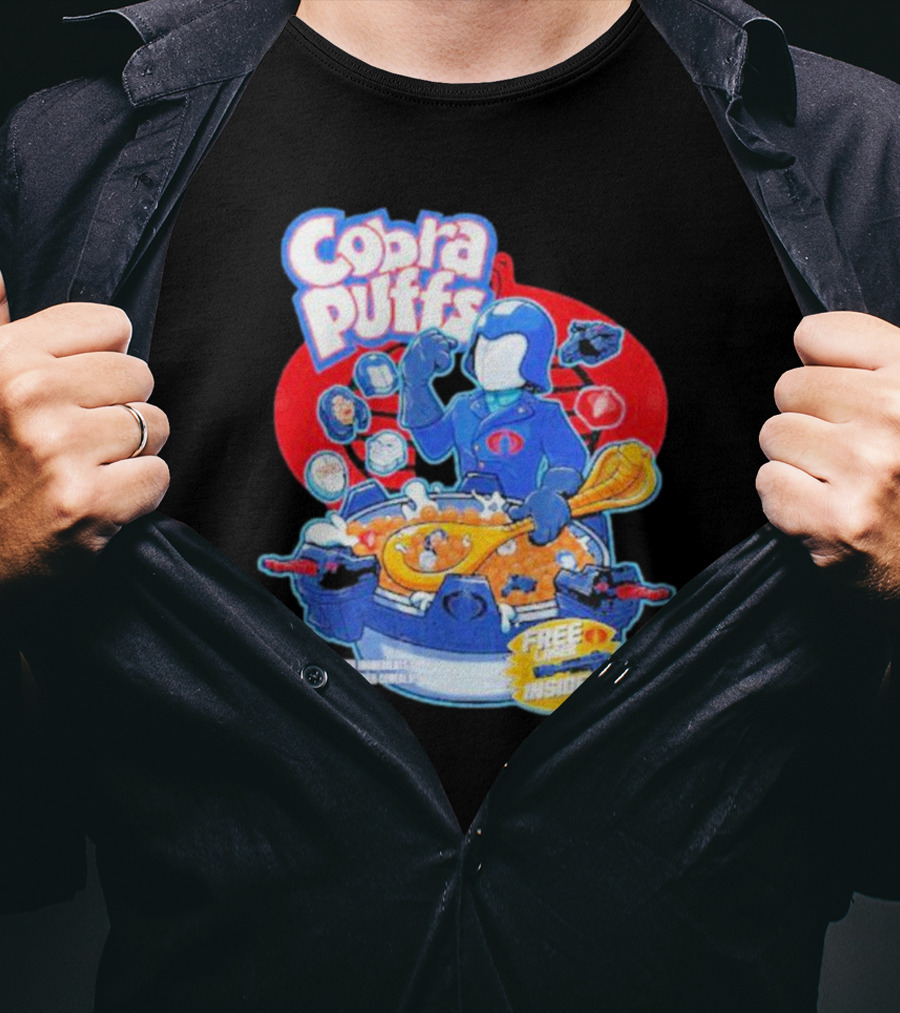 Cobra Puffs Free Laser Inside Funko Pop Style Cereal Commander Cartoon Scene T-Shirt