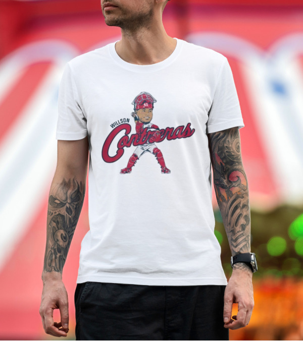 Premium T-Shirt: Wilson Contreras Catcher Caricature 40 T-Shirt Wilson Contreras Catcher Caricature 40 T-Shirt