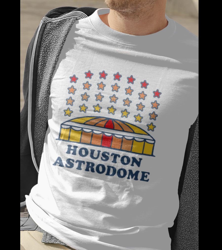 Houston Astrodome Stars Dome With Colorful Red Orange Yellow Stars T-Shirt
