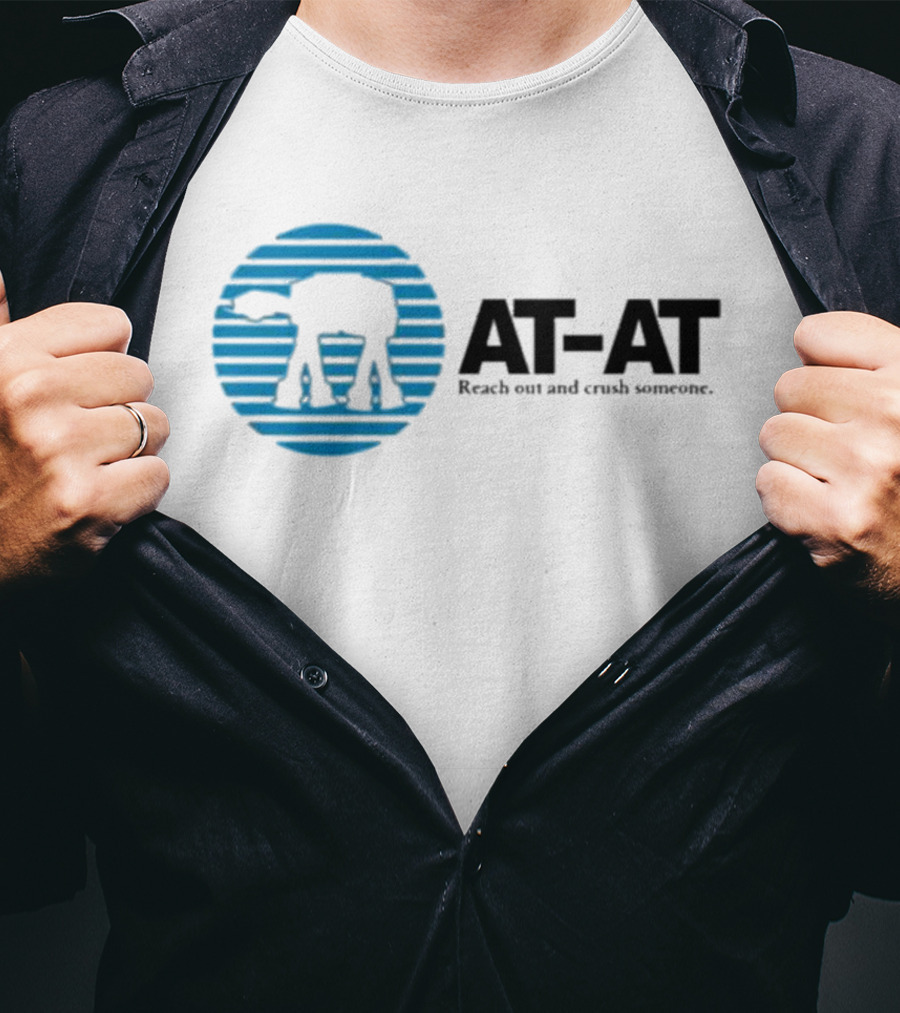 AT-AT Reach Out And Crush Someone Retro Circle Motif T-Shirt