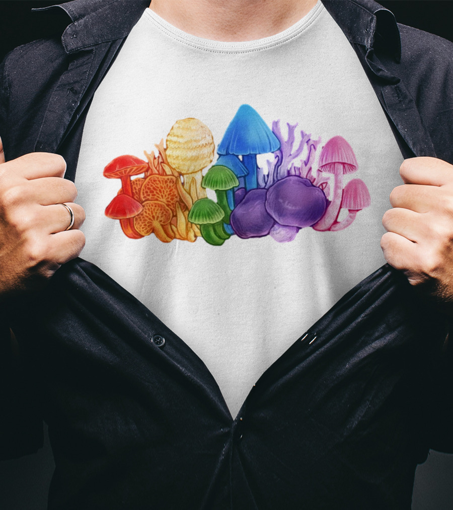NZ Rainbow Fungi Colorful Mushroom Collection T-Shirt