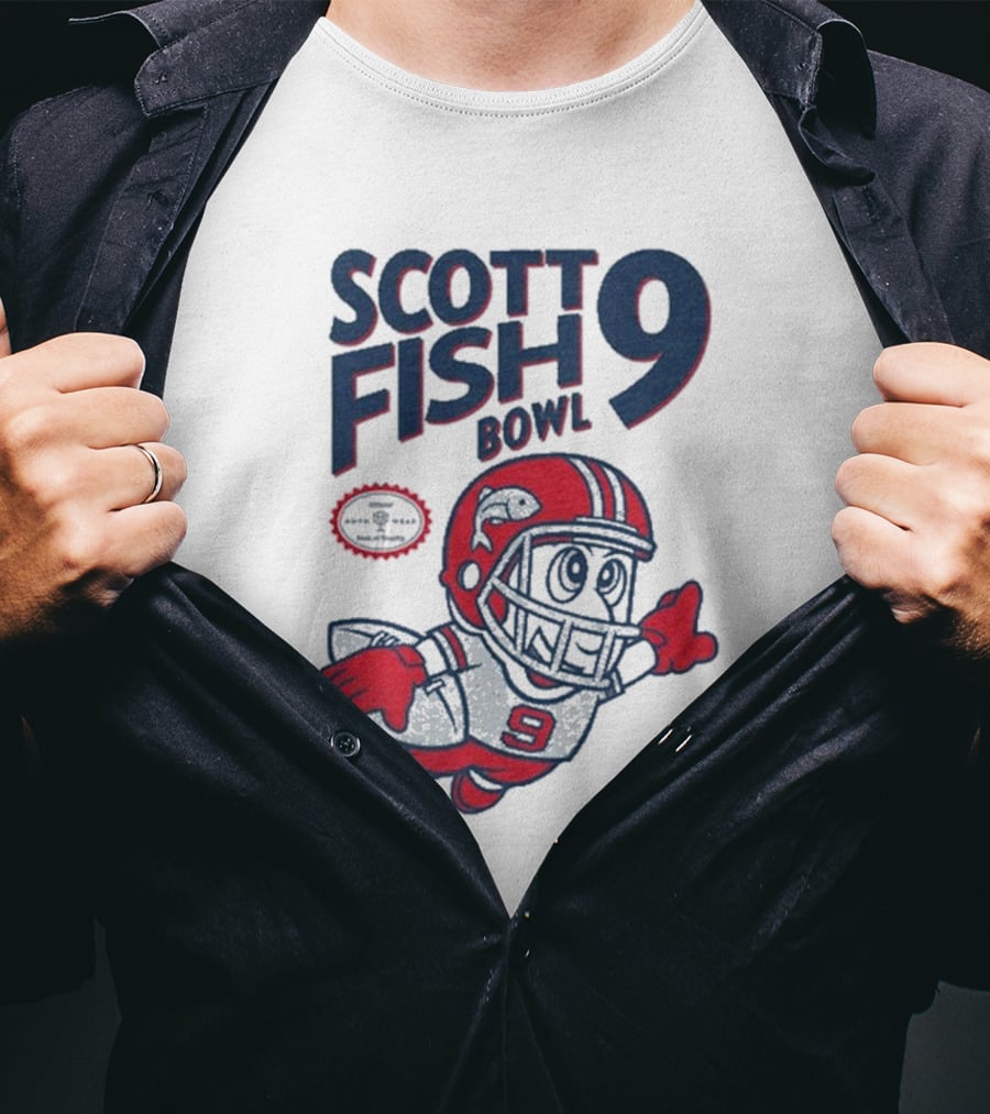Scott Fish Bowl 9 Football Player Mascot T-Shirt
