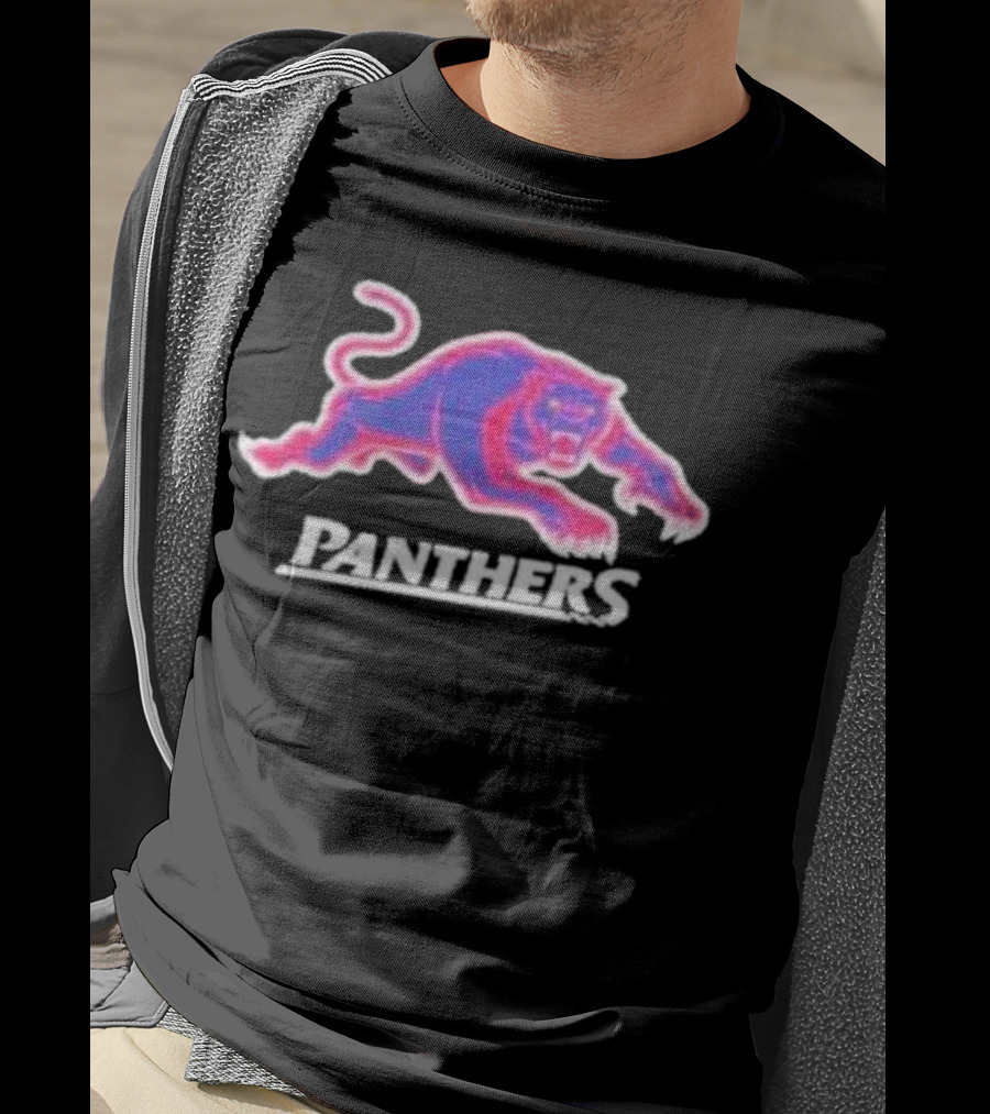 Penrith Panthers Retro Style Neon Pink Blue Panther T-Shirt