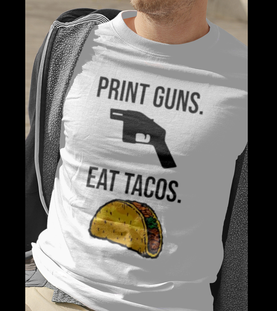 Print Guns Pistol Icon Eat Tacos Mexican Food T-Shirt