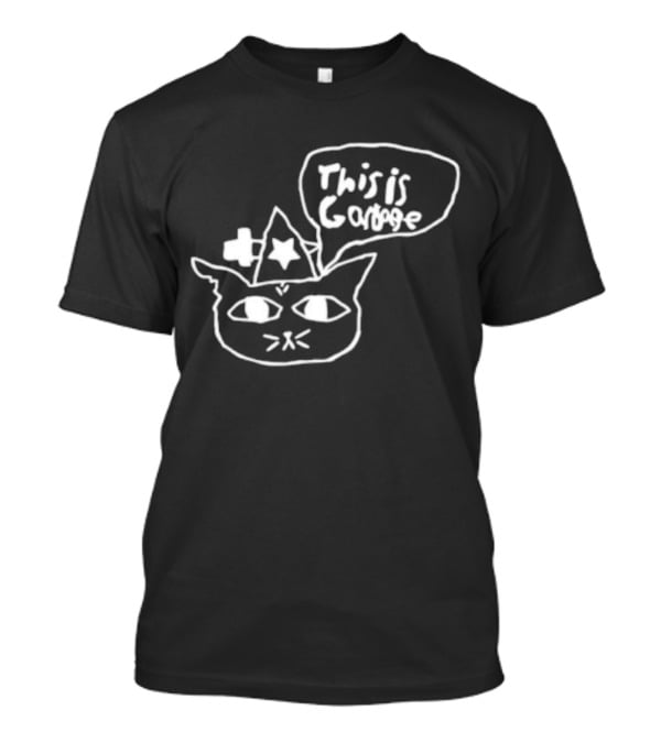This Is Garbage Cat Wizard Hat Stars Speech Bubble Drawing T-Shirt