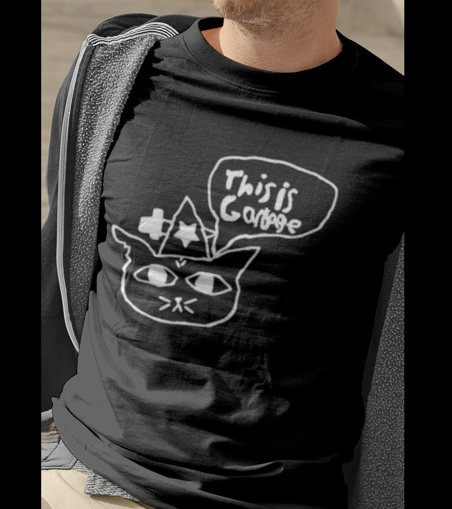 This Is Garbage Cat Wizard Hat Stars Speech Bubble Drawing T-Shirt