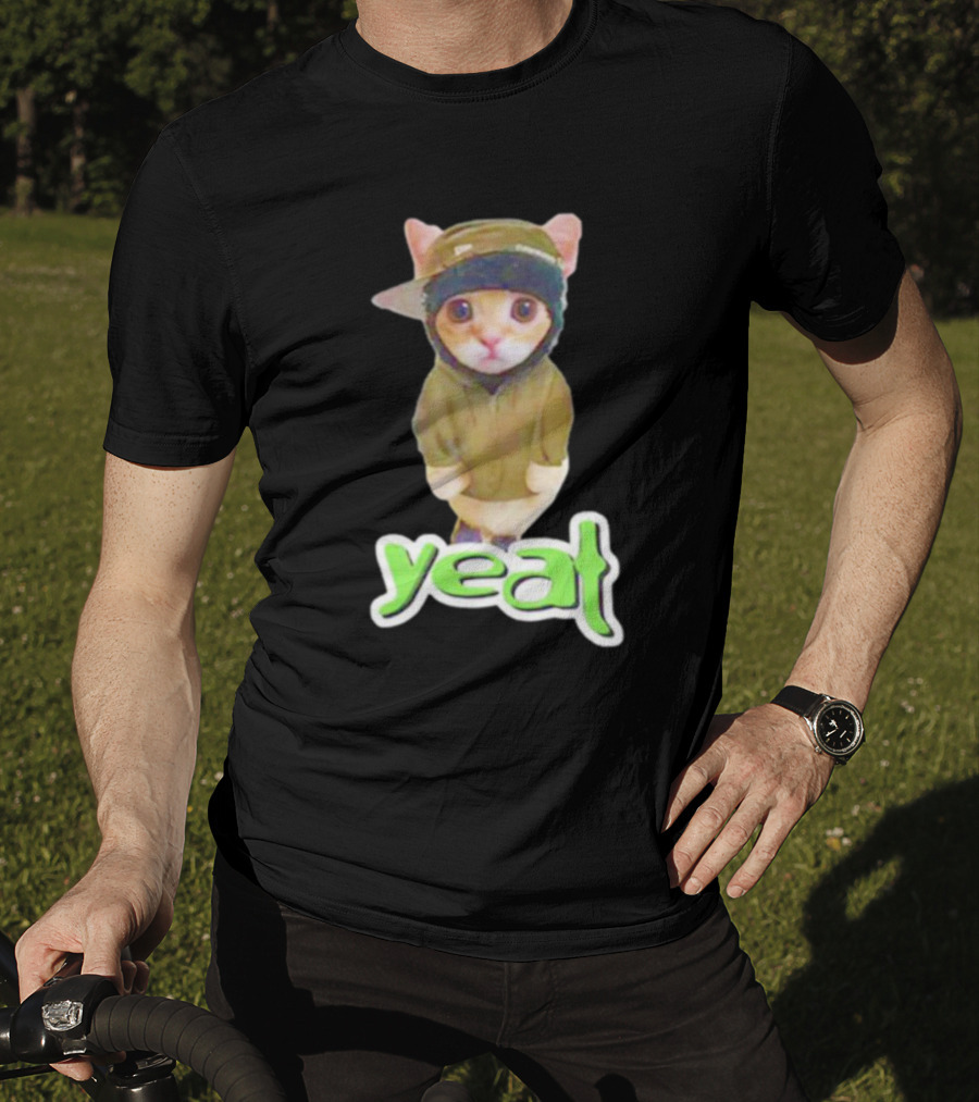 Yeat Cat Funny Hoodie And Cap Cat Image T-Shirt