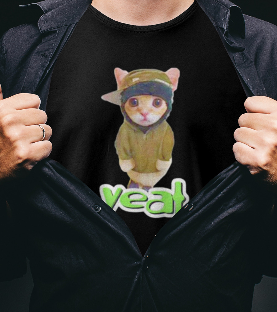 Yeat Cat Funny Hoodie And Cap Cat Image T-Shirt