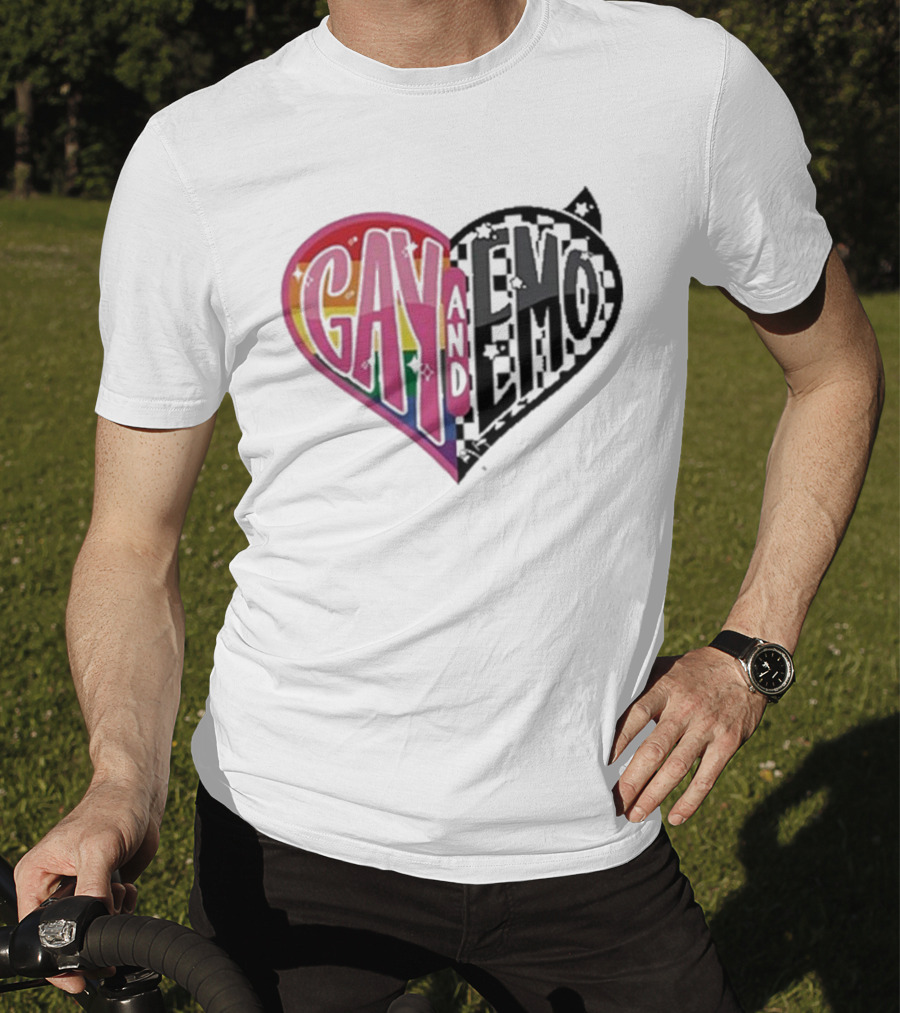 Gay And Emo Rainbow Heart T-Shirt