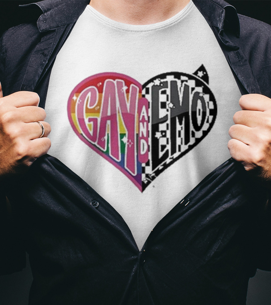 Gay And Emo Rainbow Heart T-Shirt