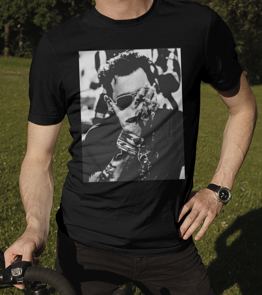 Johnny Depp Black And White Tattoo Style Photo T-Shirt