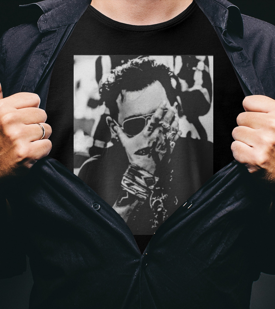 Johnny Depp Black And White Tattoo Style Photo T-Shirt