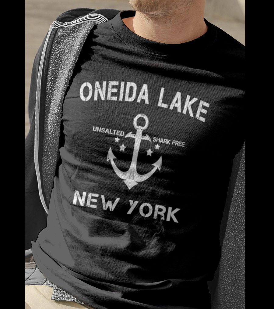 Oneida Lake Unsalted Shark Free Anchor New York T-Shirt