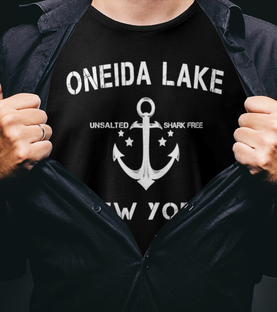 Oneida Lake Unsalted Shark Free Anchor New York T-Shirt