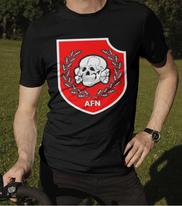 Amuse AFN Aryan Freedom Network Skull Emblem Badge T-Shirt