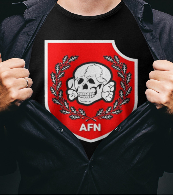 Amuse AFN Aryan Freedom Network Skull Emblem Badge T-Shirt