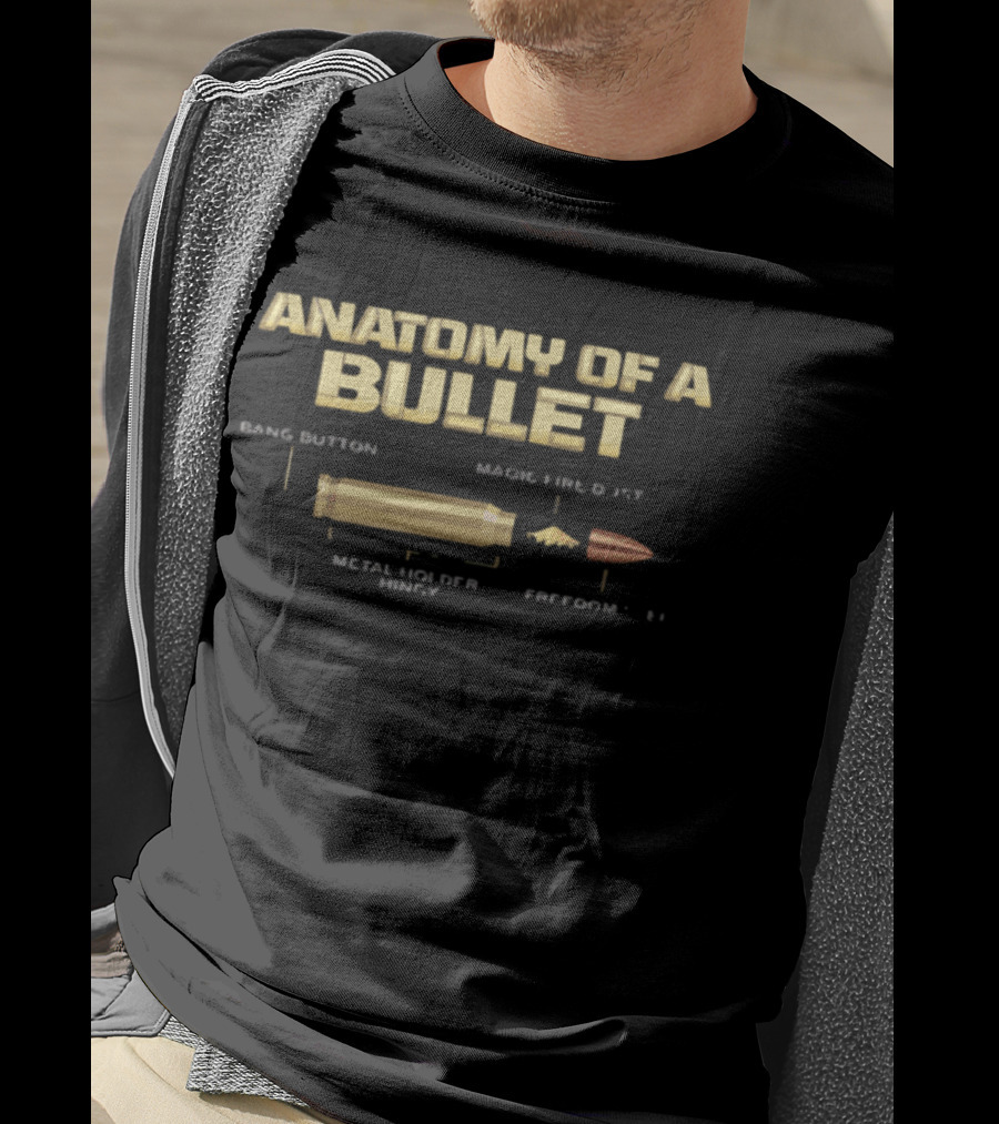 Anatomy Of A Bullet Bang Button Magic Fire Dirt Metal Holder Hingy Freedom T-Shirt