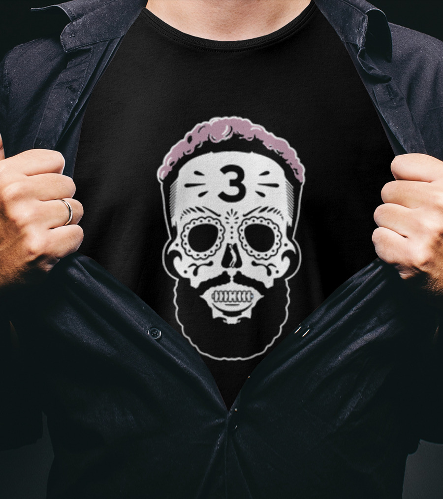 Sugar Skull Beard Art Pink Edition 3 T-Shirt