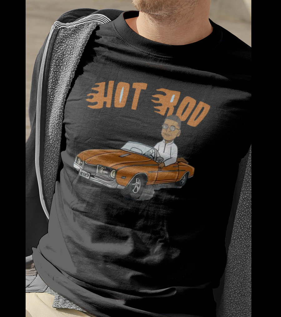 Hot Rod Flame Letters Cartoon Car T-Shirt