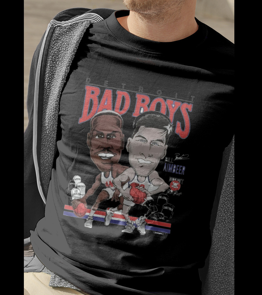 Detroit Bad Boys Rick Mahorn Bill Laimbeer Basketball Caricature T-Shirt