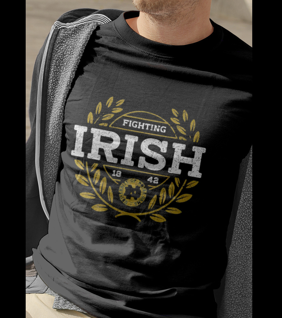 Fighting Irish University Of Notre Dame Established 1842 Laurel Emblem T-Shirt