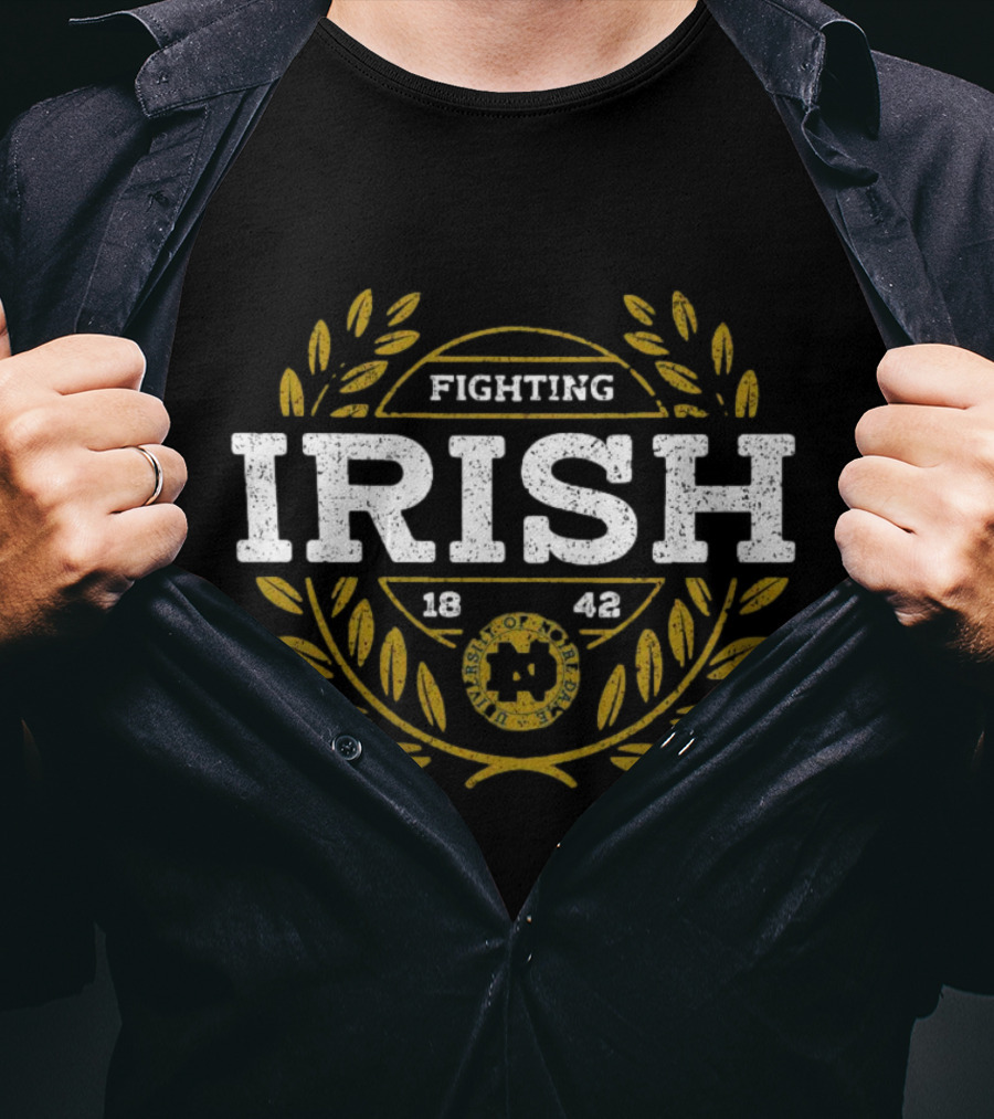 Fighting Irish University Of Notre Dame Established 1842 Laurel Emblem T-Shirt
