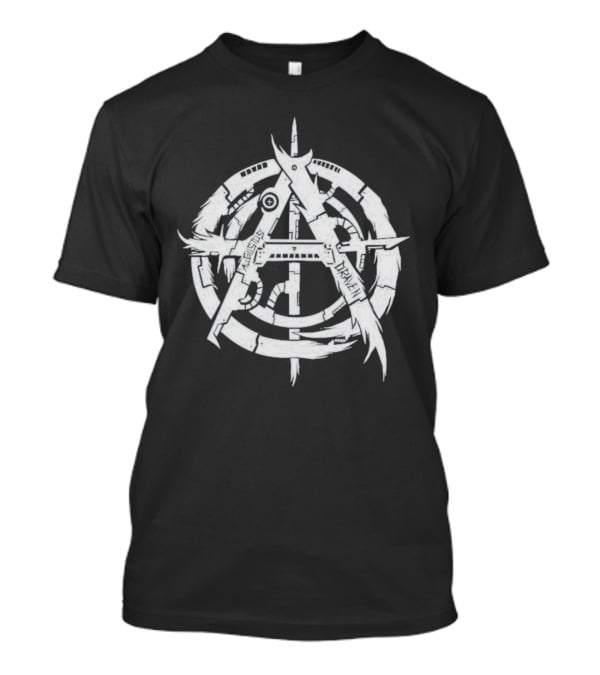 Relentless Driven Anarchy Symbol Silver And Blue T-Shirt
