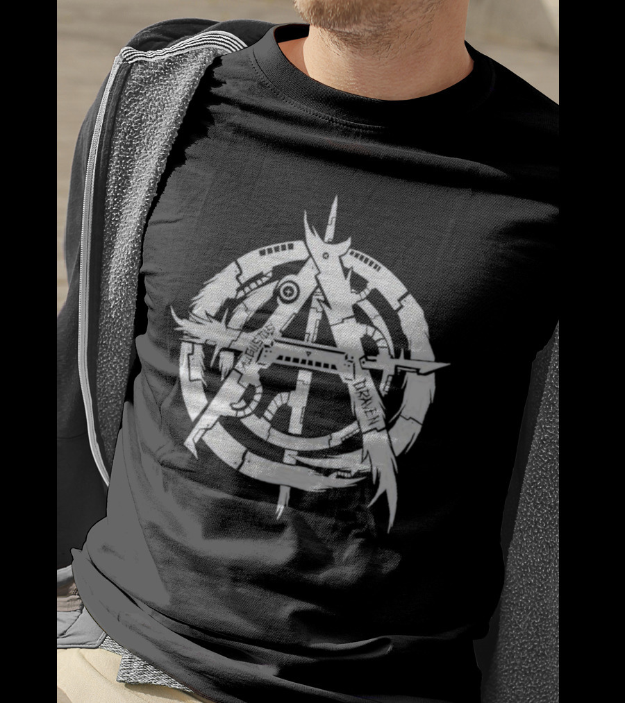 Relentless Driven Anarchy Symbol Silver And Blue T-Shirt