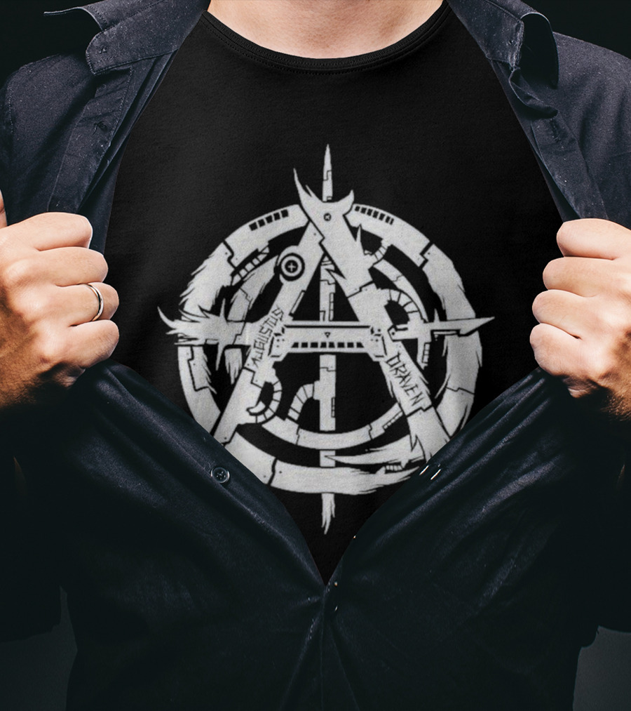 Relentless Driven Anarchy Symbol Silver And Blue T-Shirt