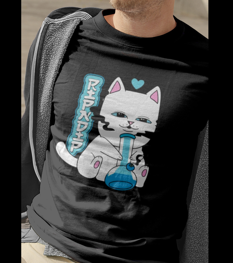 Ripndip Clothing Cat With Bong And Heart Motif T-Shirt