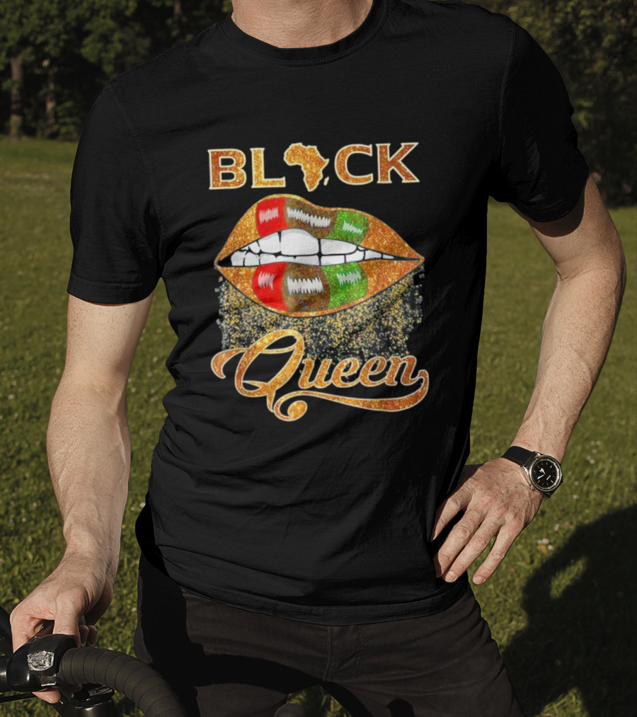 Black Queen Lips Red Green African Flag Africa T-Shirt