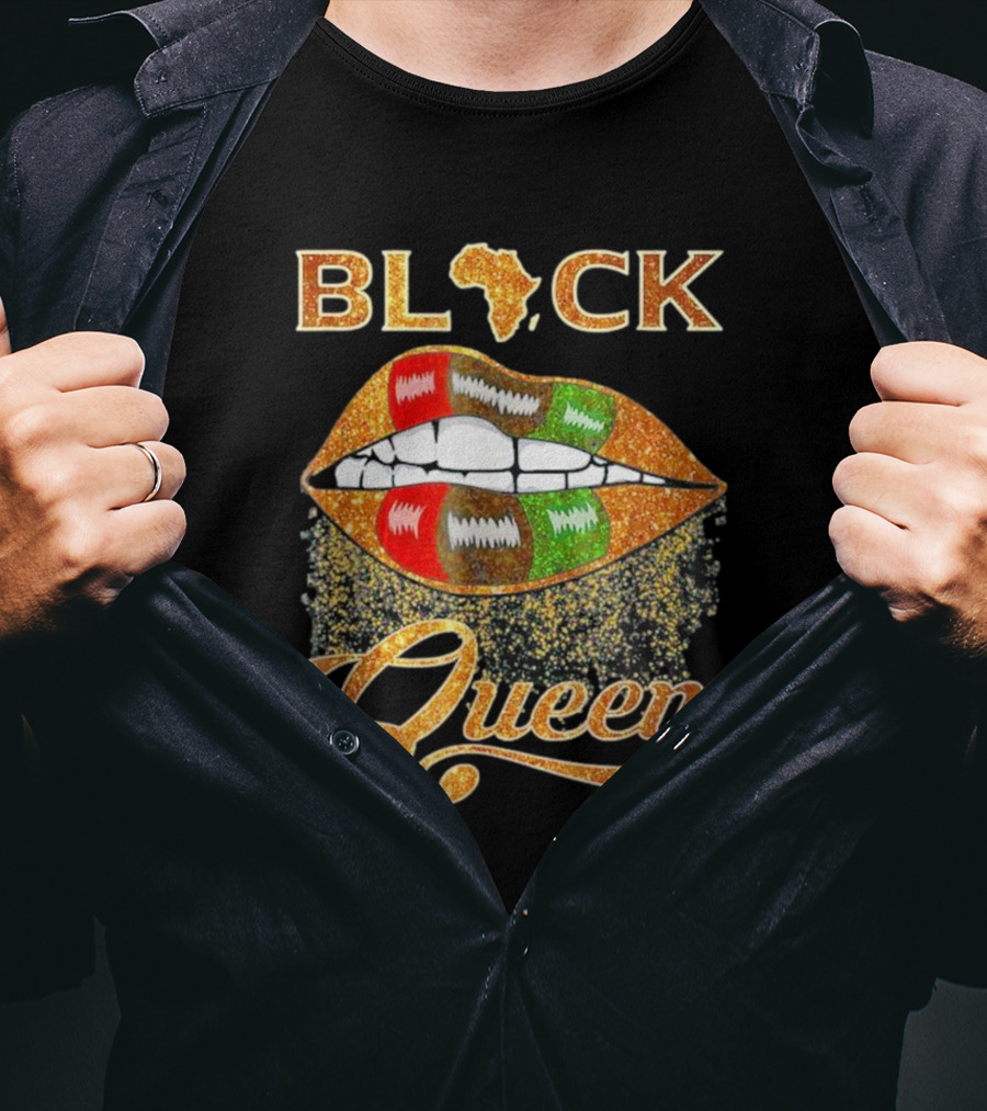Black Queen Lips Red Green African Flag Africa T-Shirt