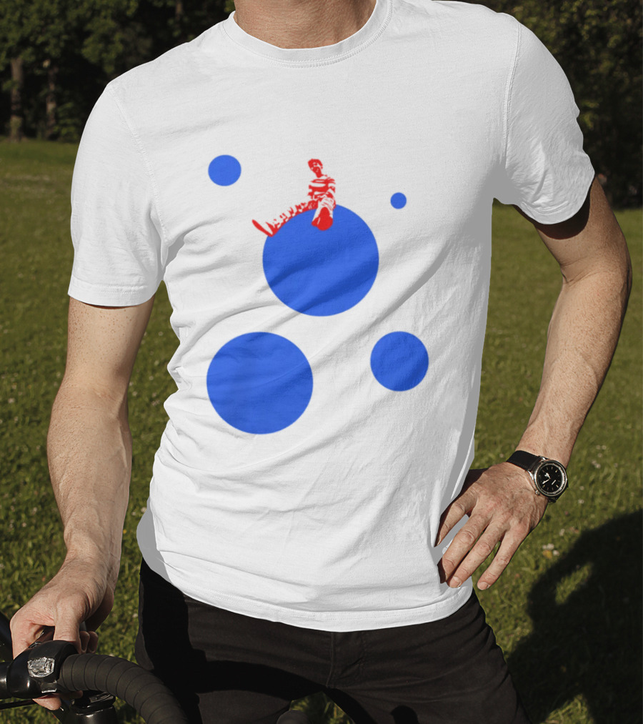 Harry's Styles Merch Red Figure Blue Polka Dot T-Shirt
