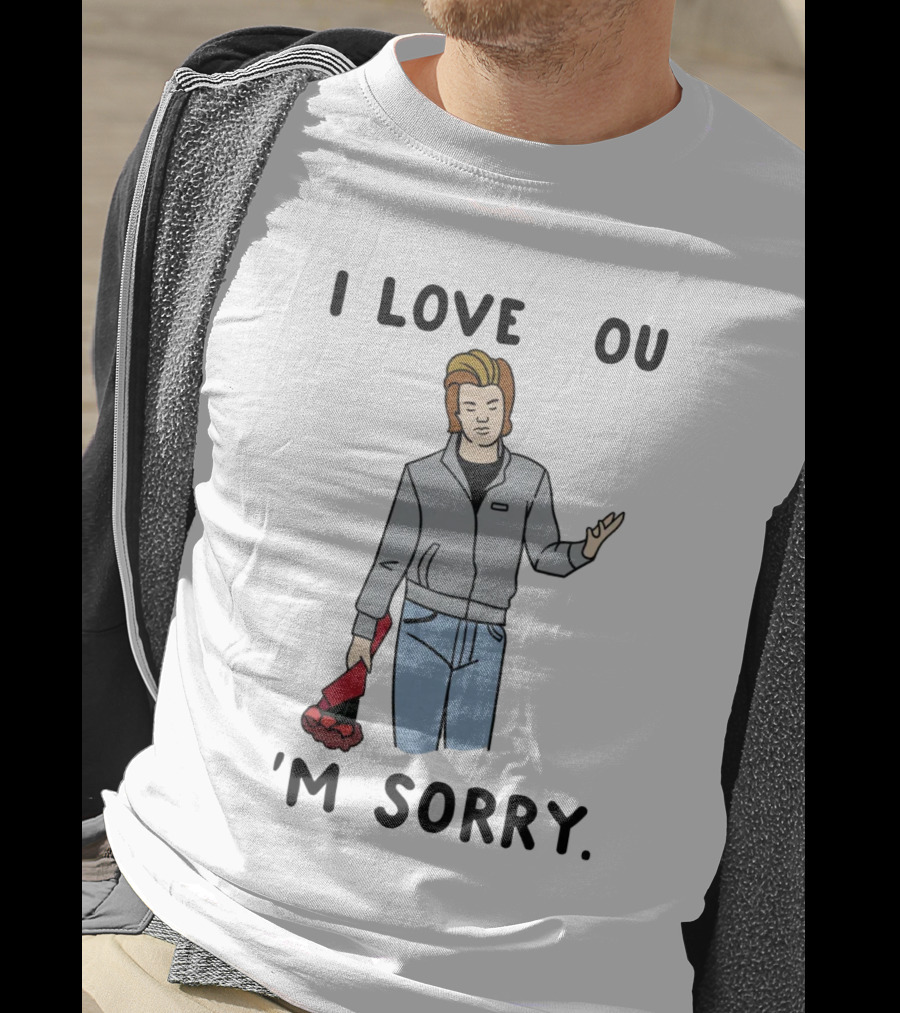 I Love You I'm Sorry Roses Apology Red Jacket Jeans Cartoon T-Shirt